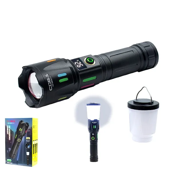 LED Επαναφορτιζόμενος Φακός με φανάρι καμπινγκ, ζουμ, μαγνητη, ψηφιακη ενδειξη φορτισης, 5 τροπους λειτουργιας, μπαταριας 26650mAH  BL-CB-G669LY-X