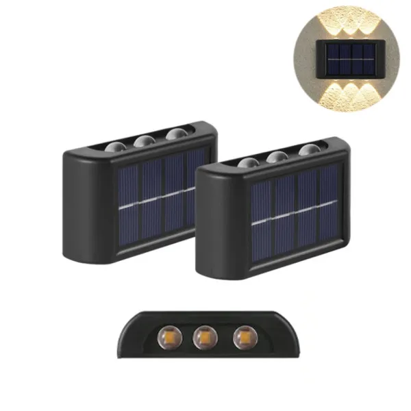 Σετ LED Αδιάβροχα Ηλιακά Επιτοίχια Φωτιστικά με 6 SMD και Ενσωματωμένο Πάνελ σε Θερμό Λευκό Φωτισμό 2τμχ DY-7