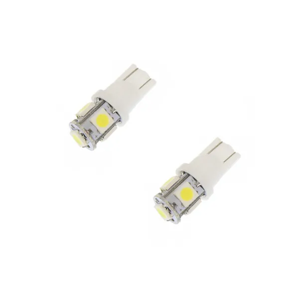 Σετ T10 LED W5W 12V 5 SMD Ψυχρό Λευκό 6000K Λευκά W08662