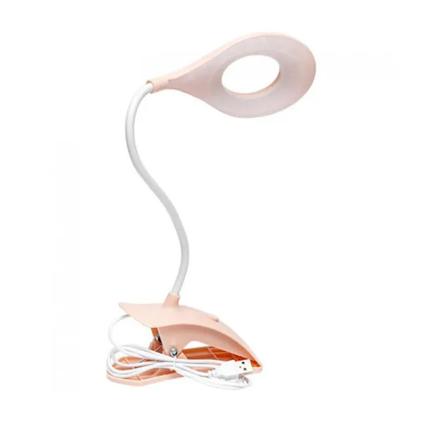 LED Φωτιστικό Γραφείου USB με Εύκαμπτο Βραχίονα και Μανταλάκι Λευκό-Ροζ 6211