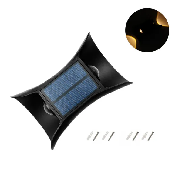 LED Αδιάβροχο Ηλιακό Επιτοίχιο Φωτιστικό με Ενσωματωμένο Πάνελ σε Θερμό και Ψυχρό Λευκό Φωτισμό PM-0106 Μαύρο