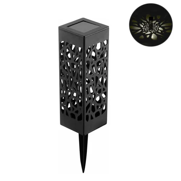 Ηλιακό Καρφωτό - Χωνευτό Φωτιστικό Κήπου IP65 με 1 LED SMD Θερμό Λευκό PM-0107 Μαύρο