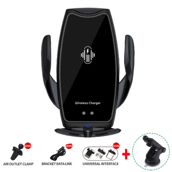 Αυτόματη Βάση Στήριξης Κινητού Αεραγωγού Αυτοκινήτου με Ασύρματη Φόρτιση A8 Μαύρη