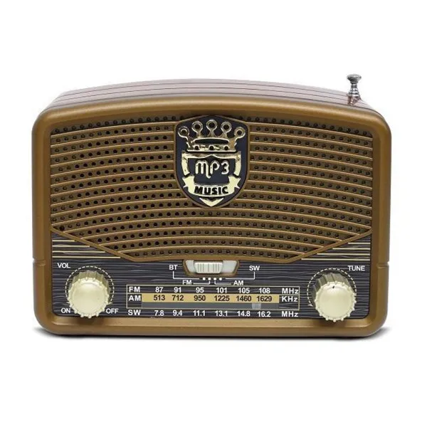 Φορητό Ασύρματο Retro Ηχείο Bluetooth FM/USB/TF/AUX 5W CMiK MK-619BT Καφέ