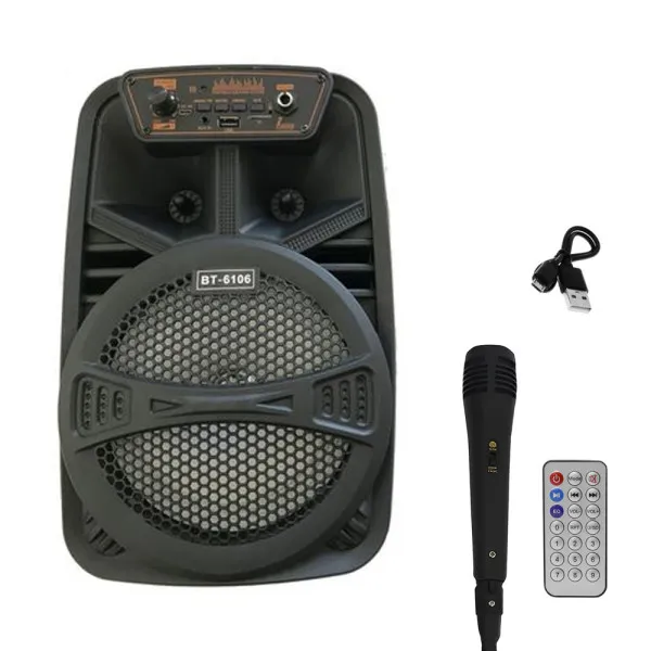Σύστημα Karaoke 6.5" Bluetooth με Ενσύρματο Μικρόφωνο και FM, USB, AUX, TF BT-6106 Μαύρο