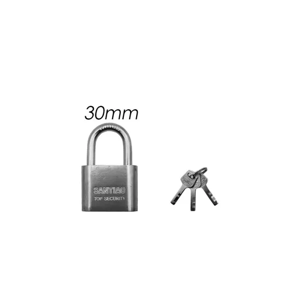 Λουκέτο Ατσάλινο 30mm Πέταλο με 3 Κλειδιά Ασφαλείας XS-30 Ασημί