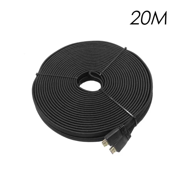 Καλώδιο HDMI 20m V2.0 4K UHD 3D Flat, Braided YWX-4K-20 Μαύρο
