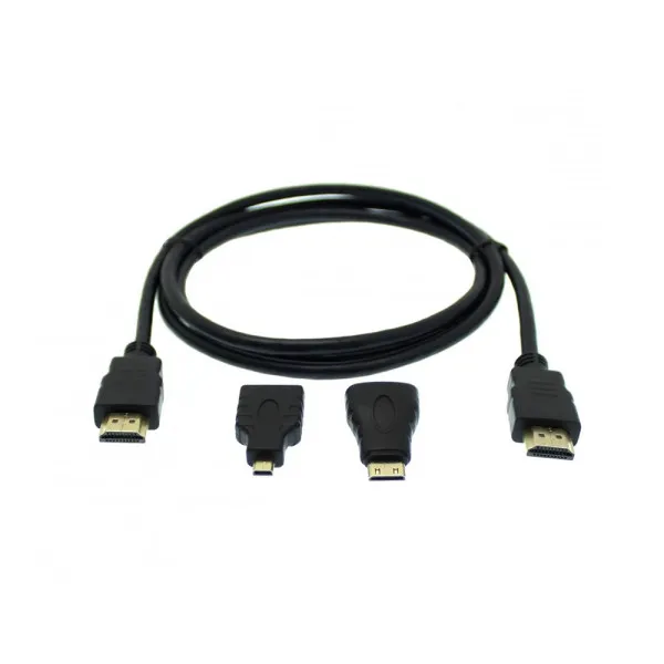 Καλώδιο HDMI 1.5m 1.4V, 3D με Αντάπτορες Mini HDMI και Micro HDMI YWX-3X1 Μαύρο