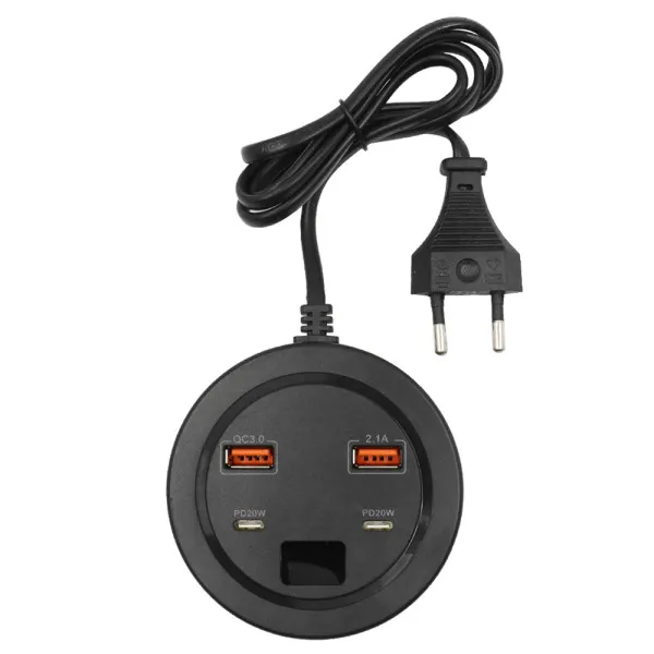 Βάση Φορτιστής με Οθόνη LCD και 2 Θύρες USB-A - 2 Θύρες USB-C Power Socket PD20W Μαύρο