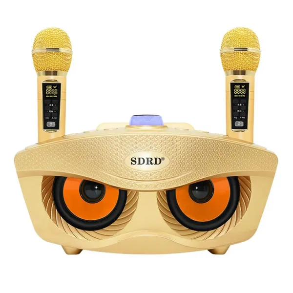 Σύστημα Karaoke 3" με Ενσύρματα Μικρόφωνα και SD, USB, AUX, TF SD-306-G Χρυσό