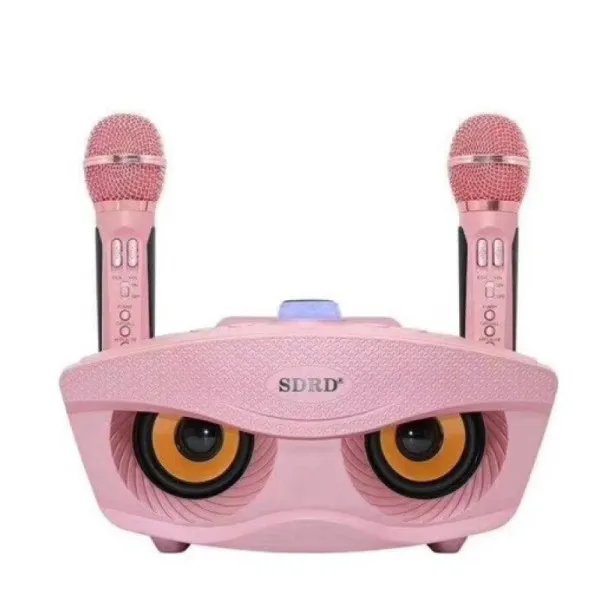 Σύστημα Karaoke 3" με Ενσύρματα Μικρόφωνα και SD, USB, AUX, TF SD-306-P Ροζ