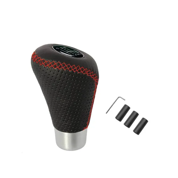 Πόμολο - Λεβιές Ταχυτήτων Οβάλ με Κόκκινη Ραφή HW-0044 Μαύρο