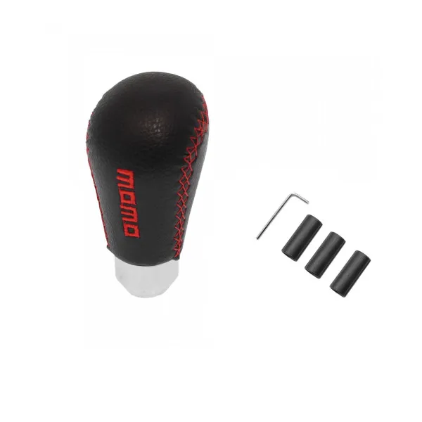 Πόμολο - Λεβιές Ταχυτήτων Οβάλ με Κόκκινη Ραφή Momo HW-0042 Μαύρο