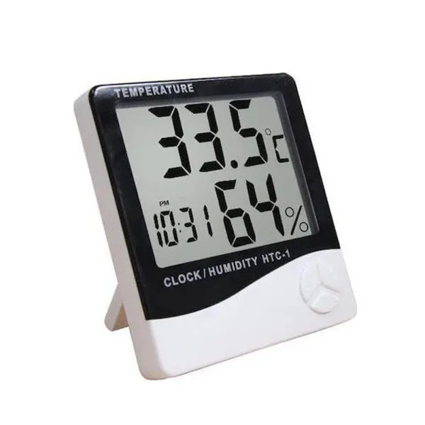 Επιτραπέζιο Θερμόμετρο και Υγρασιόμετρο για Χρήση σε Εσωτερικό Χώρο HTC-1 Λευκό