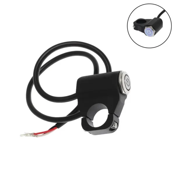 Αδιάβροχος Μεταλλικός Διακόπτης Τιμονιού Μοτοσυκλέτας On - Off 7/8" 22mm Με Μπλε Χρώμα HW-0074