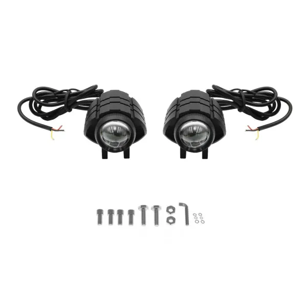 Σετ Προβολάκια Μοτοσυκλέτας Αλουμινίου με 2 Σκάλες Ψυχρό Λευκό - Κίτρινο 40W 12V HW-0072