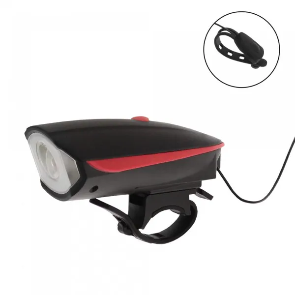 Επαναφορτιζόμενο Φως Ποδηλάτου 250LM Με Κουδούνι BL - 7588 Μαύρο - Κόκκινο
