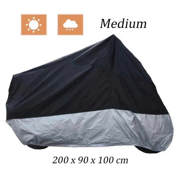 Κουκούλα Μηχανής Αδιάβροχη με Λάστιχο και Ιμάντα Medium Μ200xΠ90xΥ100εκ. CD-067 Μαύρη - Ασημί