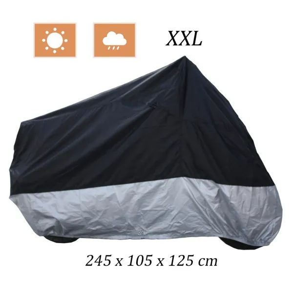 Κουκούλα Μηχανής Αδιάβροχη με Λάστιχο και Ιμάντα XXLarge Μ245xΠ105xΥ125εκ. CD-070 Μαύρη - Ασημί