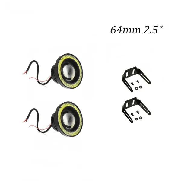 Σετ Φώτα - Προβολείς Ομίχλης Αυτοκινήτου 40W IP65 με Στεφάνι COB Angel Eye Ψυχρό Λευκό 64mm 2.5" 2 τμχ WD-0154