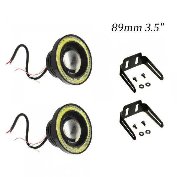 Σετ Φώτα - Προβολείς Ομίχλης Αυτοκινήτου 40W IP65 με Στεφάνι COB Angel Eye Ψυχρό Λευκό 89mm 3.5" 2 τμχ WD-0154B