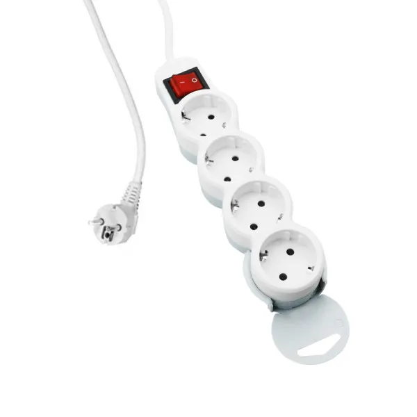 Πολύπριζο Ασφαλείας 4 Θέσεων με Διακόπτη και Καλώδιο 1.20m AQ 1504 Λευκό