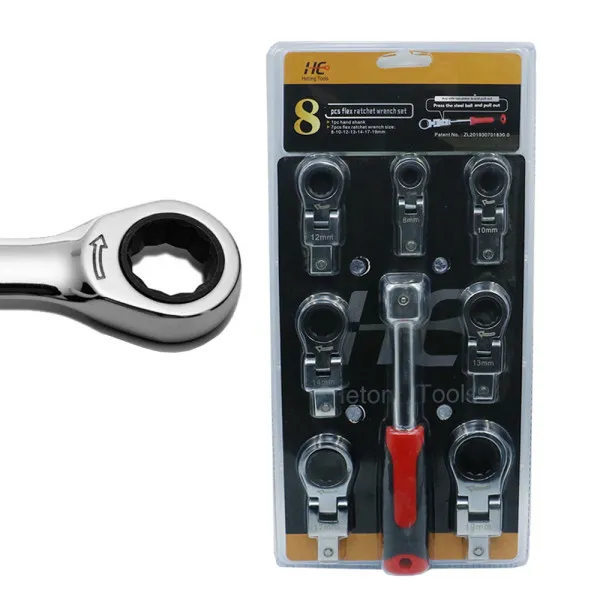 Σετ Κλειδιά Σπαστά Γερμανοπολύγωνα με καστάνια και Λαβή Χειρός 8 τμχ HC-8