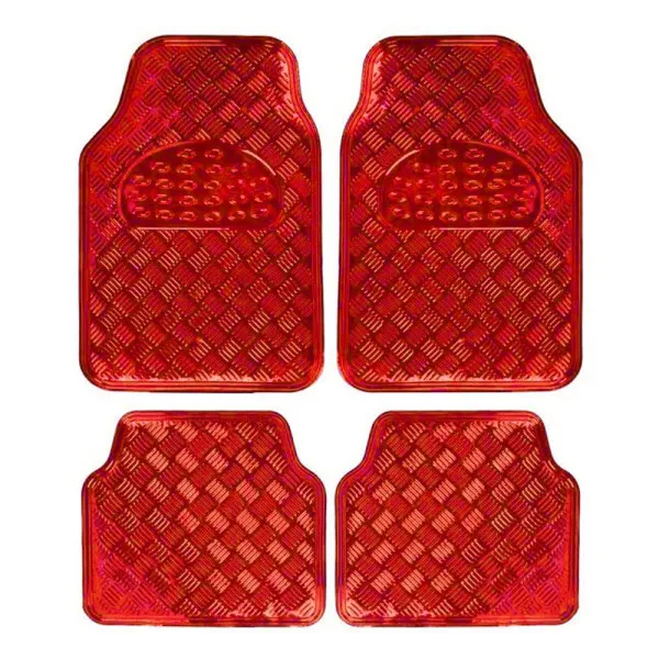 Πατάκια Αυτοκινήτου Μπροστινά και Πίσω Universal από Λάστιχο Σετ 4τμχ GrowPal Κόκκινα