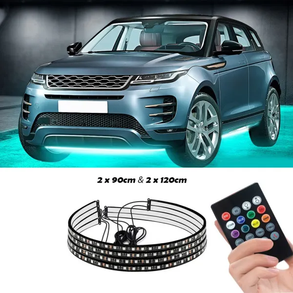Σετ Led Ταινίες RGB Music για Κάτω από το Αυτοκίνητο Underbody Tube με Τηλεχειριστήριο 2 x 90cm και 2 x 120cm 4 τμχ