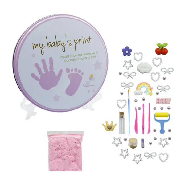 Αναμνηστικό Αποτύπωμα DIY Baby Handprint & Footprint με Αξεσουάρ για Κορίτσια Ροζ