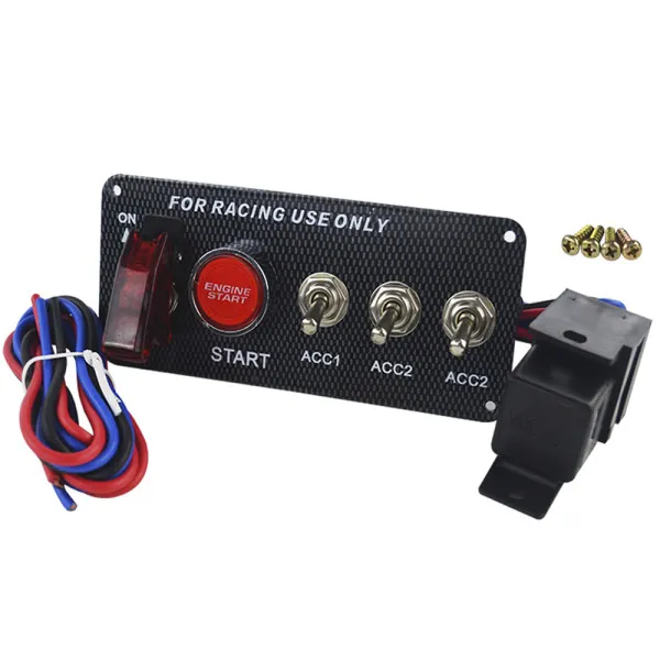 Πίνακας με 4 Διακόπτες και Εκκίνηση Κινητήρα 12V 15cm Κόκκινο