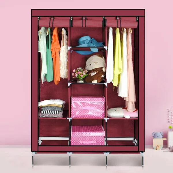 Υφασμάτινη Ντουλάπα με Ράφια 130x45x175cm JBY-88130 Κόκκινη