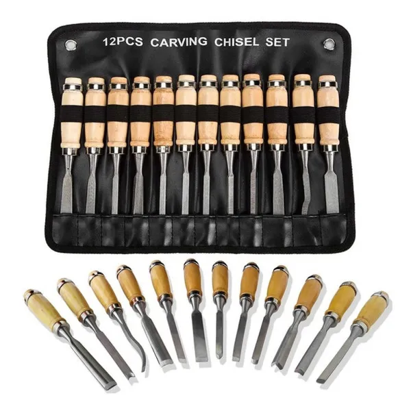 Επαγγελματικό Σετ Ξυλογλυπτικής 12 τμχ με Θήκη Μεταφοράς