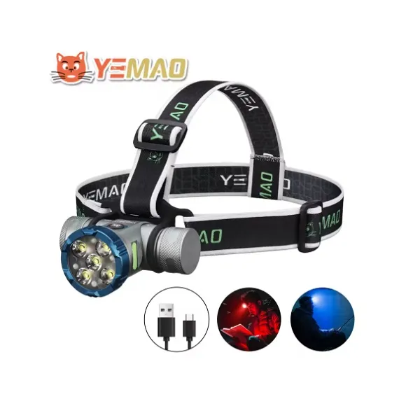 Ισχυρός επαναφορτιζόμενος φακός κεφαλής LED διπλής μπαταρίας 21700 3000 Lumens BL-YM-T755X