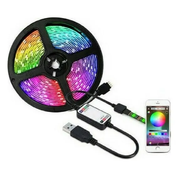 Ασύρματη ταινία LED RGB 5V με κοντρόλ 5m δυνατότητα συγχρονισμού με μουσική 5050 Χωρίς Τηλεχειριστήριο RZ-210