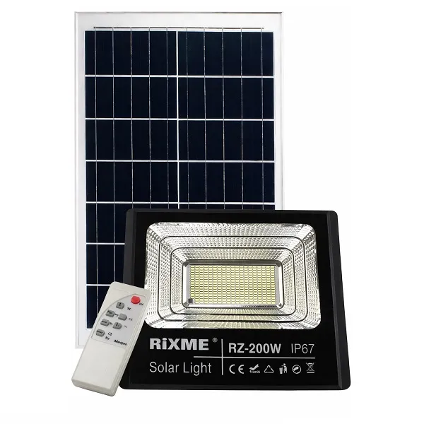 Ηλιακός Προβολέας LED 100W IP67 με πάνελ, Τηλεχειρισμό και Χρονοδιακόπτη RZ-201