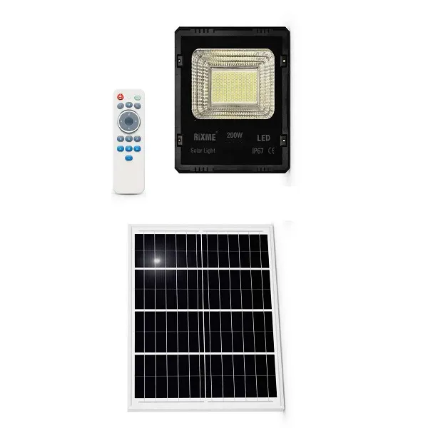 Ηλιακός Προβολέας LED 200W IP67 με πάνελ, Τηλεχειρισμό και Χρονοδιακόπτη RZ-202