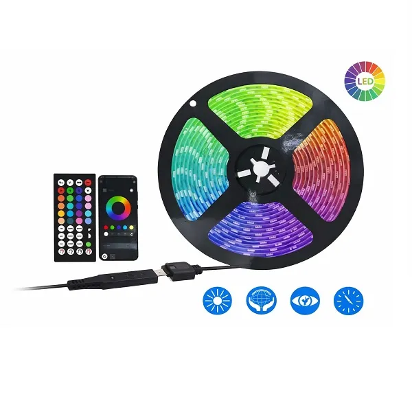 Ασύρματη Ταινία LED RGB 5V με κοντρόλ 5 Μέτρα + USB 2835 RZ-209 RGB