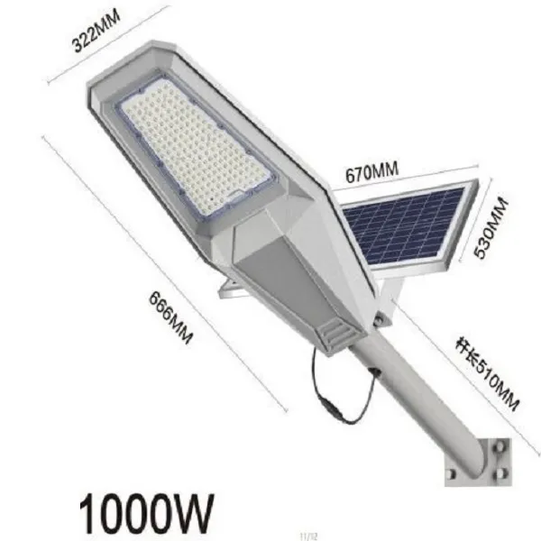 Ηλιακό Φωτιστικό Δρόμου 1000W με Τηλεχειριστήριο IP67 JT-ZJTZ-1000W
