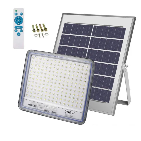 Led Αδιάβροχος Ηλιακός Προβολέας 200W 9000LM με Πάνελ και Τηλεχειριστήριο Jortan JT-BS200W