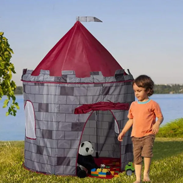 Παιδική Σκηνή Κάστρο Pop Up για 3 χρονών και άνω 105x105x135 Γκρι - Κόκκινο