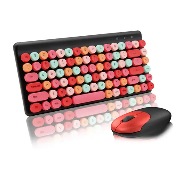 Ασύρματο Επαναφορτιζόμενο Πληκτρολόγιο και Ποντίκι Αγγλικό US QW02 Πολύχρωμο
