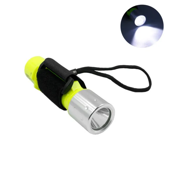 LED Υποβρύχιος Φακός Κατάδυσης 1 SMD με Ρυθμιζόμενο Λουράκι Κίτρινος