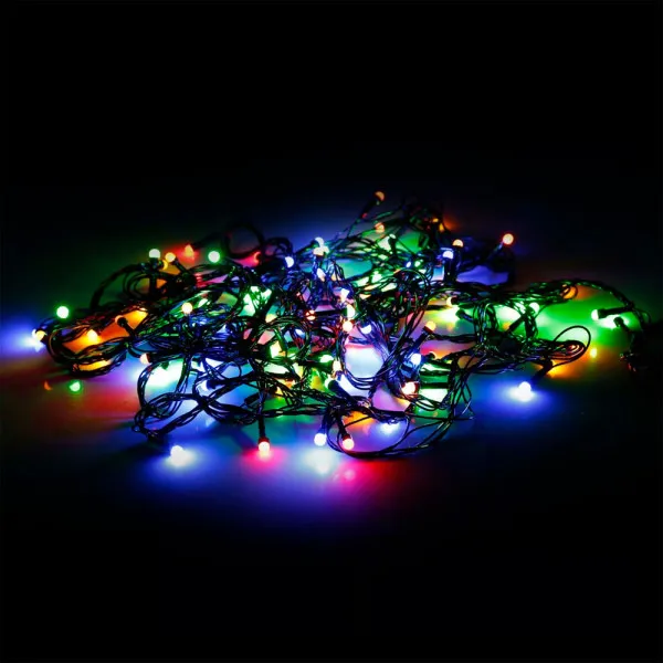 100 Χριστουγεννιάτικα Λαμπάκια Μπίλιες LED 10μ 220V σε Σειρά με 8 Προγράμματα και Μαύρο Καλώδιο σε RGB Φωτισμό BX-018