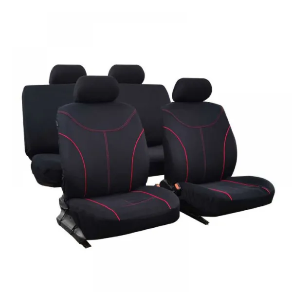 Σετ Καλύμματα Καθισμάτων Αυτοκινήτου Universal W15505-9 Μαύρα-Κόκκινα
