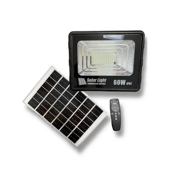 Ηλιακός Προβολέας LED 60W IP67 με πάνελ, Τηλεχειρισμό & Χρονοδιακόπτη GD-60H