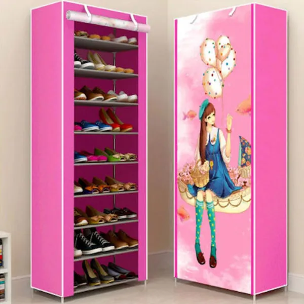 Υφασμάτινη Ντουλάπα με Ράφια 160x60x30cm R-6810 Ροζ