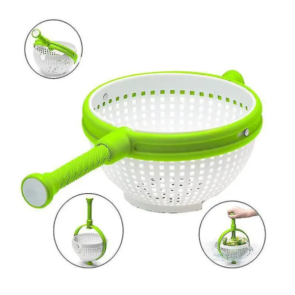 Πλαστικό Σουρωτήρι με Περιστρεφόμενη Λαβή Λευκό - Πράσινο