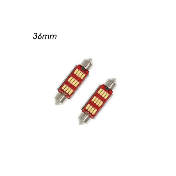 Σετ LED Πλαφονιέρας C5W 36mm 12V 12 SMD Ψυχρό Λευκό 6000K 2τμχ