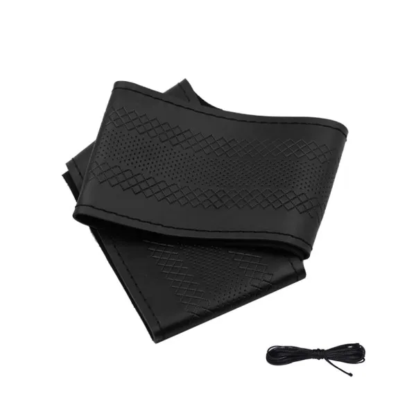 Δερμάτινο Κάλυμμα Τιμονιού με Διάμετρο 50cm Μαύρο